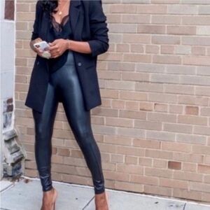 SPANX New Black Faux Leather Leggings Size Large NWT Style 2437